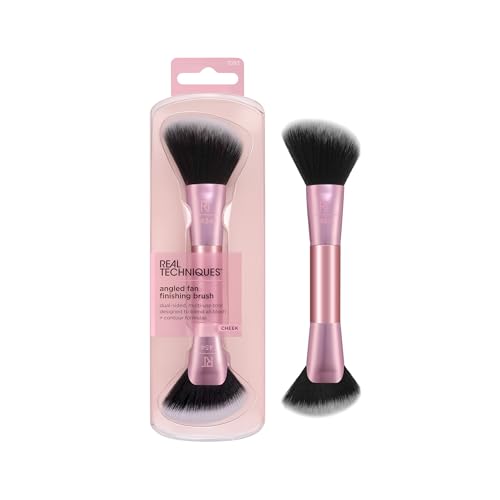 Brocha de Acabado con Punta Angulada Real Techniques, Brocha Doble Cara para Contorno, Bronceador y Rubor, para Mezclar Polvos o Cremas, Cerdas - imagen 2