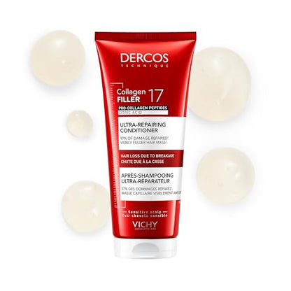 Acondicionador Ultra Reparador Dercos Collagen Peptide 17, 200ml, Anti Caída del Cabello y Reparación de Enlaces para Cabello Dañado, Fortalece, - imagen 3