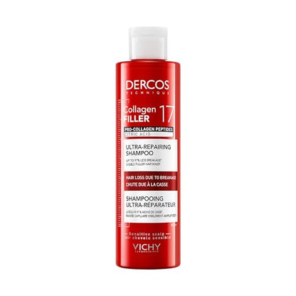 Champú Ultra-Reparador VICHY Dercos con Péptidos de Colágeno 200ml, Anti Caída del Cabello y Reparación de Enlaces para Cabello Dañado, Fortalece y - imagen 1