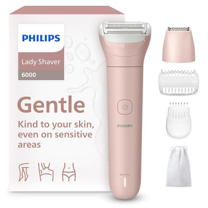 Afeitadora Eléctrica Philips Lady Series 6000 - Inalámbrica, Húmeda y Seca, Sistema de Afeitado de 3 Cuchillas, para Piernas, Cuerpo y Bikini, 80 - imagen 4