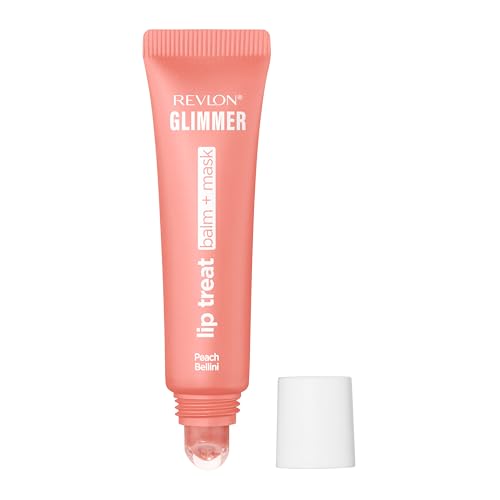 Bálsamo Labial Revlon Glimmer Lip Treat + Máscara, Tratamiento Hidratante de Labios con Péptidos, 003 Peach Bellini, 0.4 fl oz - imagen 1