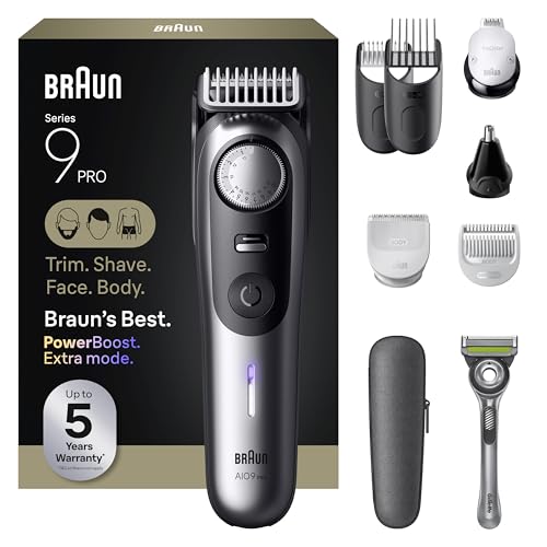 Kit de Afeitado y Recorte Todo en Uno Braun Series 9 PRO para Hombre, Recortadora Inalámbrica, Cortapelos y Afeitadora con Gillette Labs, AIO 9550 - imagen 1