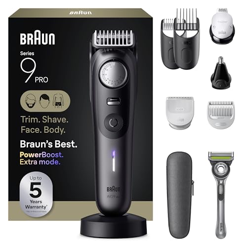 Kit de Afeitado y Recorte Todo en Uno Braun Series 9 PRO para Hombre, Recortadora Inalámbrica, Cortapelos y Afeitadora con Gillette Labs, AIO 9555 - imagen 2