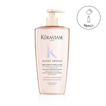 KÉRASTASE Gloss Absolu Bain Crème Champú Hidratante Iluminador Recarga, Fórmula Antifrizz Sin Sulfatos para Cabello Grueso y Frizado, 16.9 Fl Oz - imagen 4